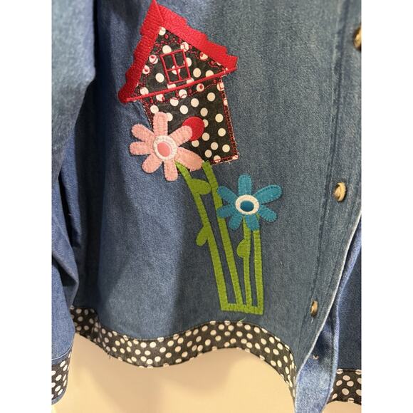 Lighthouse Apparel Flower Garden Spring Mixed Pattern Chambray Button Down XL - Picture 3 of 7